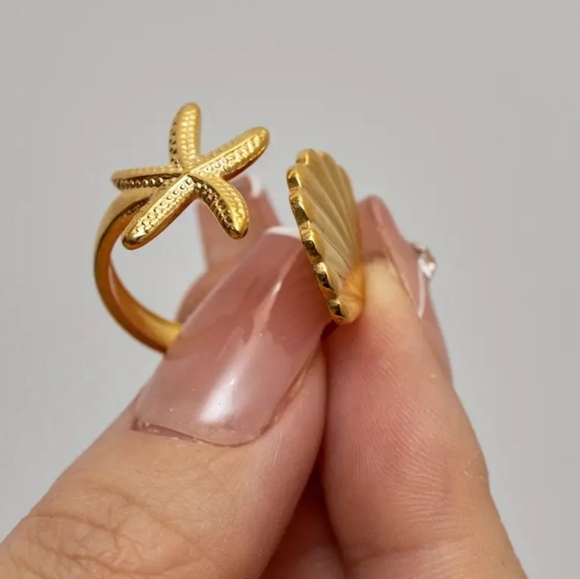 NEW! Starfish & Shell Adjustable Ring – Everyday Style or Gift Ready - Picture 7 of 9